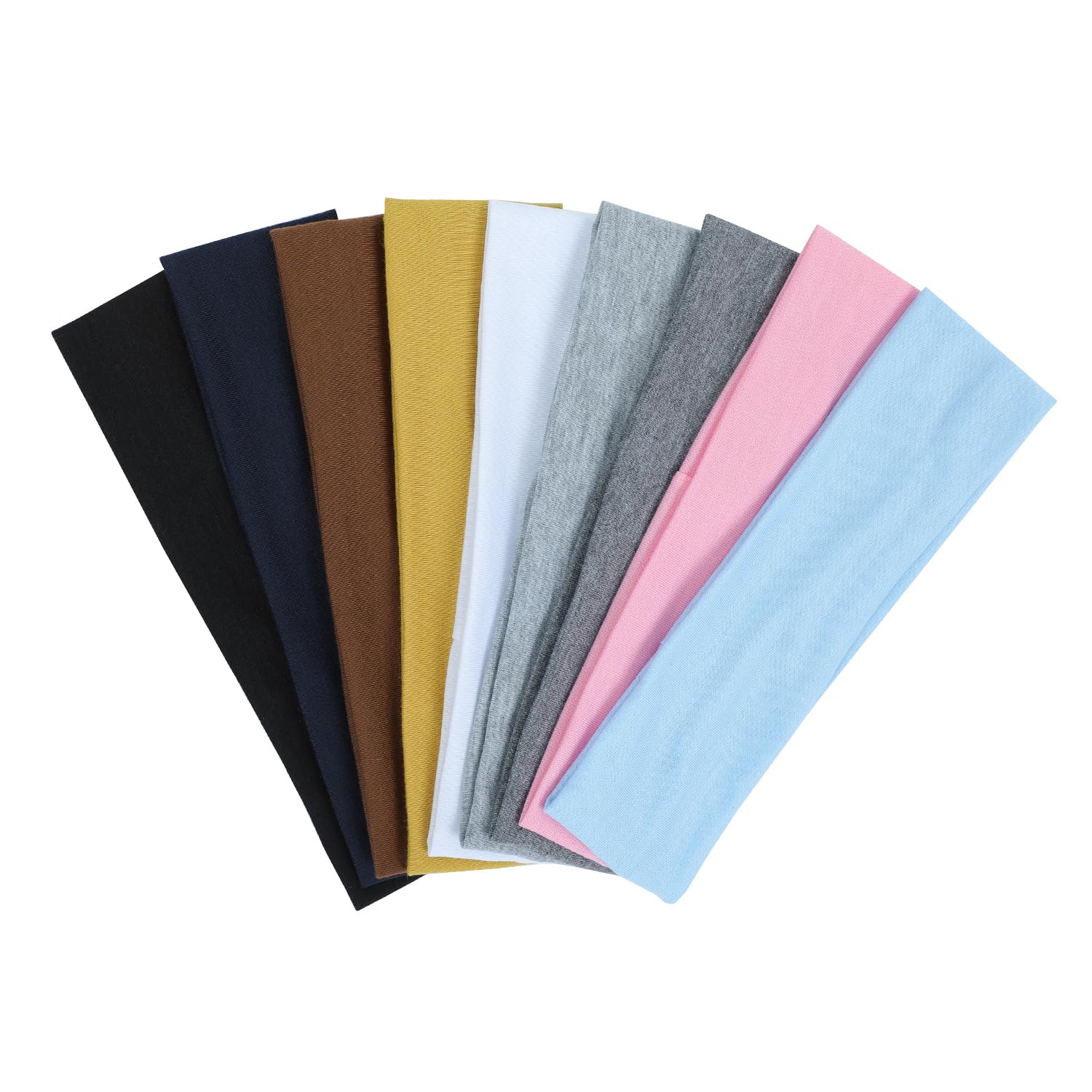 Assorted Solid Color Fabric Headbands 9 Piece Set