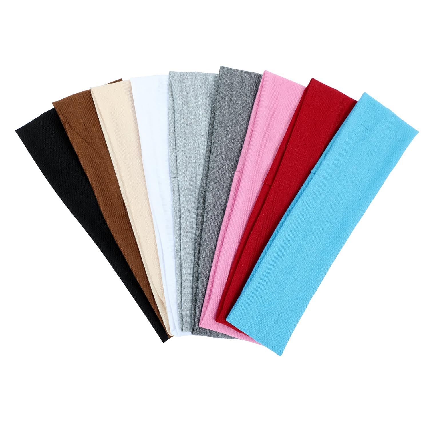 Assorted Solid Color Fabric Headbands 9 Piece Set - Image 10