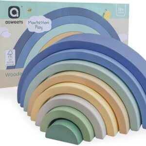 Wooden Montessori Play Rainbow Stacking Toy Set