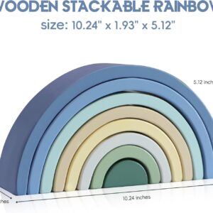 Alternative view of Wooden Montessori Play Rainbow Stacking Toy Set