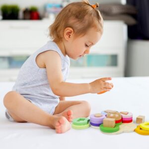 Alternative view of Colorful Wooden Flower Shape Stacking Puzzle Toy