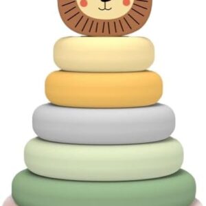 Alternative view of Wooden Lion Stacker Ring Tower Toy