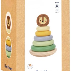 Wooden Lion Stacker Ring Tower Toy